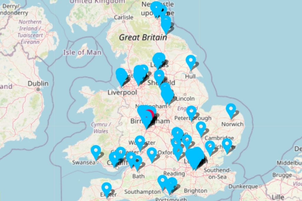 FoodCycle locations on a map