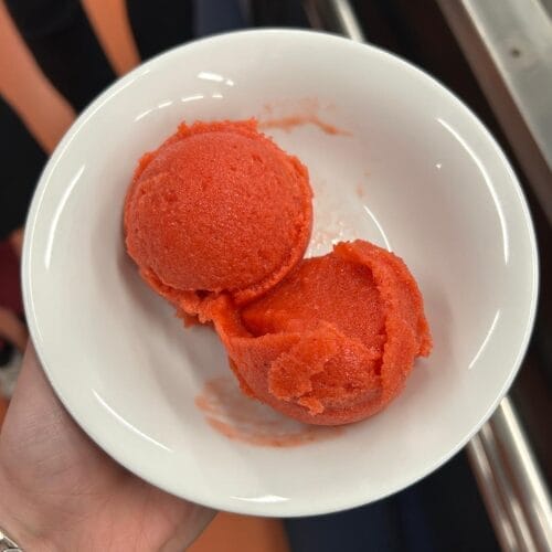 Strawberry ice cream in bowl