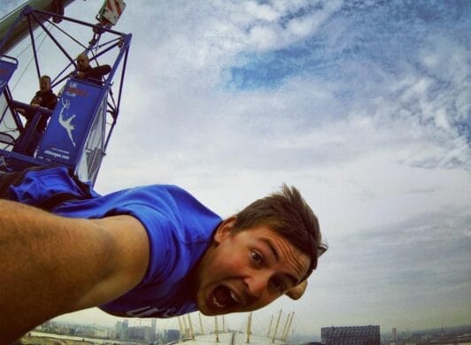 Person bungee jumping