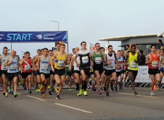 Runners at start line, Manchester Half Marathon